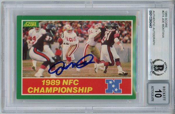 Joe Montana Autographed 1989 Score #274 Trading Card BAS 10 Slab 34631