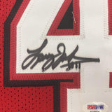 Autographed/Signed Larry Johnson UNLV Red College Jersey PSA/DNA COA