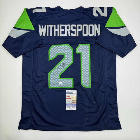 Autographed/Signed Devon Witherspoon Seattle Blue Football Jersey JSA COA