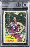 76ers Julius "Dr. J" Erving Signed 1981 Topps #30 Card Auto 10! BAS Slabbed