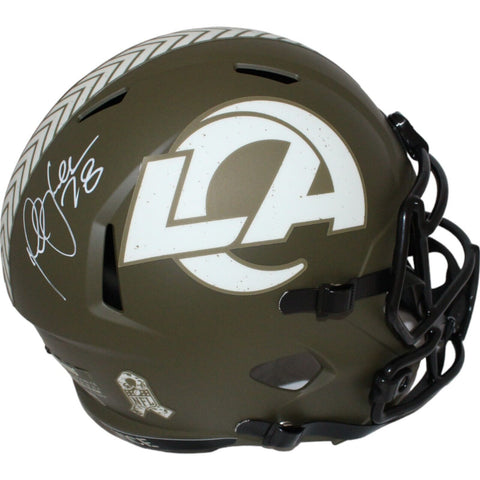Marshall Faulk Signed Los Angeles Rams F/S 22 Salute Helmet Beckett 43303