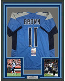 Framed Autographed/Signed AJ A.J Brown 33x42 Tennessee Light Blue Jersey JSA COA