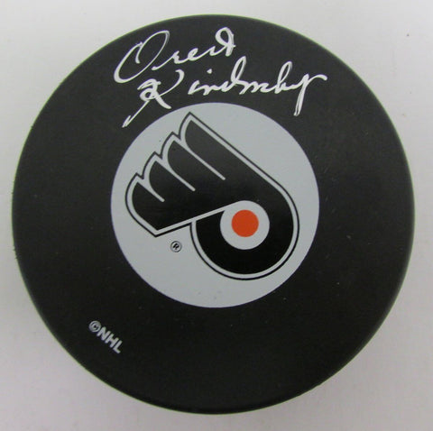 Orest Kindrachuk Philadelphia Flyers Autographed/Signed Flyers Logo Puck 140409