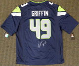 SEAHAWKS SHAQUEM GRIFFIN AUTOGRAPHED BLUE NIKE JERSEY SIZE XL MCS HOLO 134403