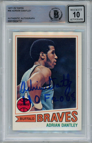 Adrian Dantley Signed 1977 Topps #56 Rookie Card w/HOF Beckett Slab 42910