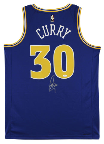 Warriors Stephen Curry Signed Blue Nike Classics Edition Swingman Jersey JSA 1