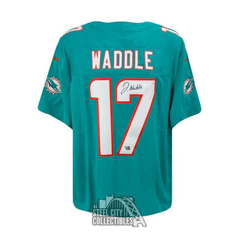 Jaylen Waddle Autographed Miami Dolphins Aqua Nike Football Jersey - Fanatics