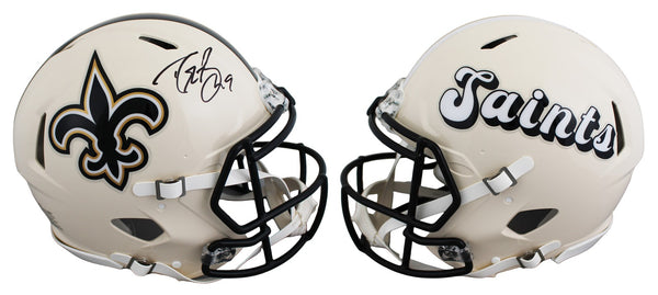 Saints Drew Brees Signed Retro Full Size Speed Proline Helmet BAS Witnessed