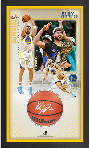 Klay Thompson Warriors FRMD Signed 24x40 2022 Finals Champs Basketball Shadowbox