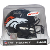 John Elway Autographed/SIgned Denver Broncos Mini Helmet BAS 42991