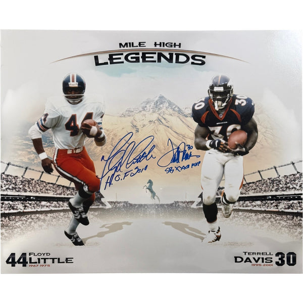 Floyd Little Terrell Davis Signed Denver Broncos 16x20 Photo SB MVP HOF 57881