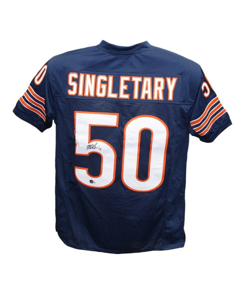 Mike Singletary Autographed/Signed Pro Style Navy Jersey Beckett 41175
