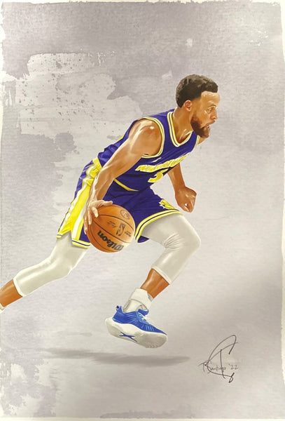 Stephen Curry 13x19 Golden State Warriors Lithograph Signed by Tony Santiago