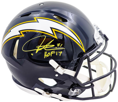 LADAINIAN TOMLINSON AUTOGRAPHED CHARGERS FULL SIZE AUTH HELMET HOF 17 BECKETT