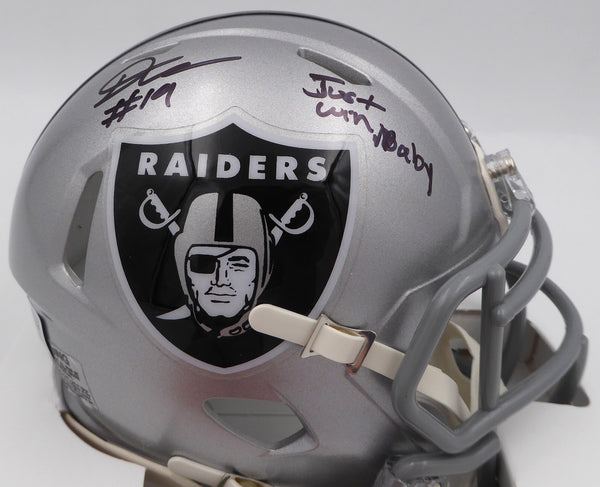DJ D.J. Turner Autographed Raiders Mini Helmet Just Win Baby Beckett 2W133220