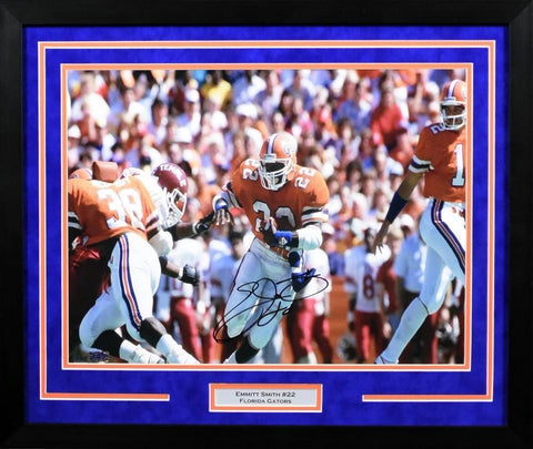 EMMITT SMITH AUTOGRAPHED FLORIDA GATORS FRAMED 16x20 PHOTO COA