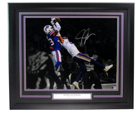 Justin Jefferson Vikings Signed/Autographed 16x20 Photo Framed Beckett 200085