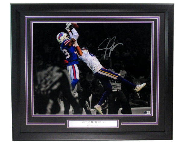 Justin Jefferson Vikings Signed/Autographed 16x20 Photo Framed Beckett 200085