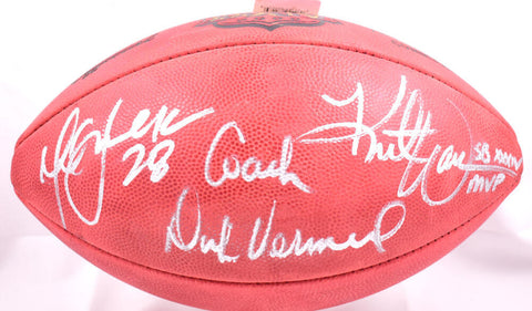 M. Faulk K. Warner D. Vermeil Autographed Wilson Duke Football-Beckett W Holo