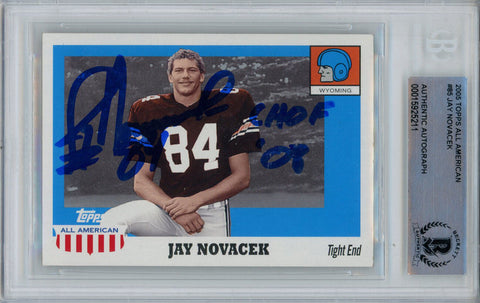 Jay Novacek Signed 2005 Topps All American #85 Trading Card Beckett Slab 42930