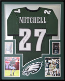 FRAMED PHILADELPHIA EAGLES QUINYON MITCHELL AUTOGRAPHED SIGNED JERSEY JSA COA