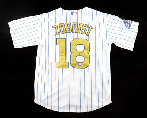 Ben Zobrist Signed Cubs Majestic Authentic MLB Jersey w/2016 World Series Patch