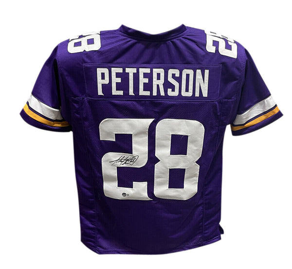Adrian Peterson Autographed/Signed Pro Style Jersey Purple Beckett 40984