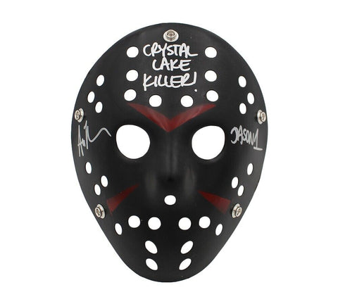 Ari Lehman Signed Friday the 13th Black Costume Mask w- Crystal Lake Killer Insc