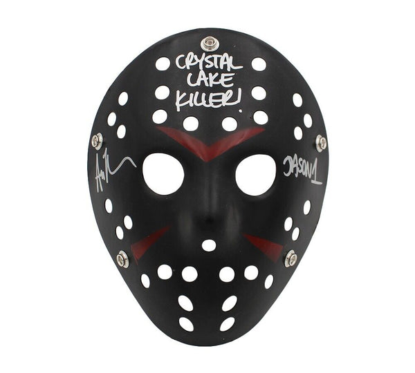 Ari Lehman Signed Friday the 13th Black Costume Mask w- Crystal Lake Killer Insc