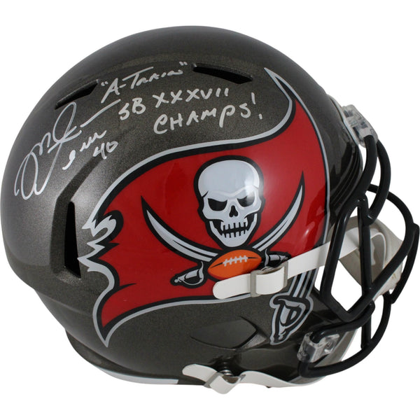 Mike Alstott Signed Tampa Bay Buccaneers F/S TB Helmet 2 Insc. Beckett 50177