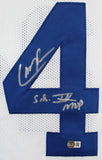Larry Brown "SB XXX MVP" Authentic Signed White Pro Style Jersey BAS Witnessed