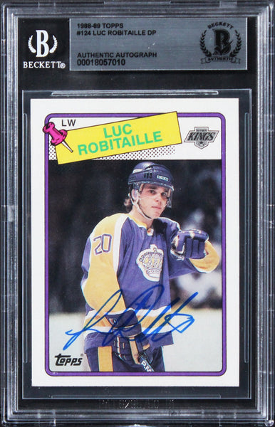 Kings Luc Robitaille Authentic Signed 1988 Topps #124 Card BAS Slabbed
