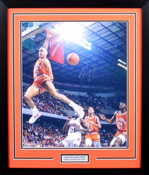 JOHN STARKS AUTOGRAPHED OKLAHOMA STATE COWBOYS 16x20 FRAMED PHOTO COA