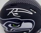 RUSSELL WILSON AUTOGRAPHED SEAHAWKS MATTE BLACK MINI HELMET SILVER RW 145843