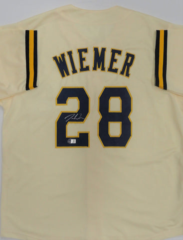 Brewers JOEY WIEMER Signed Custom Replica Cream Milwaukee Jersey AUTO - BAS