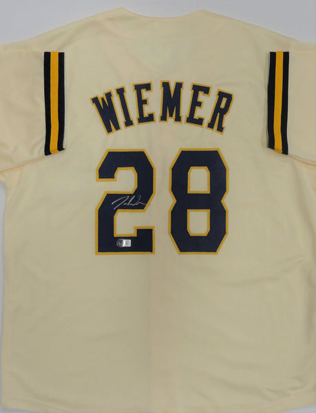 Brewers JOEY WIEMER Signed Custom Replica Cream Milwaukee Jersey AUTO - BAS