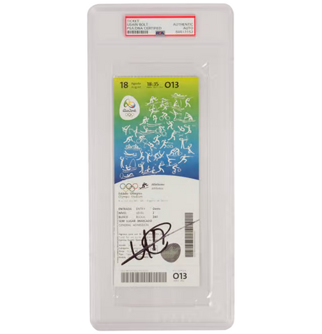 Usain Bolt Signed 2016 Rio Olympics Ticket August 18 - PSA Authentic
