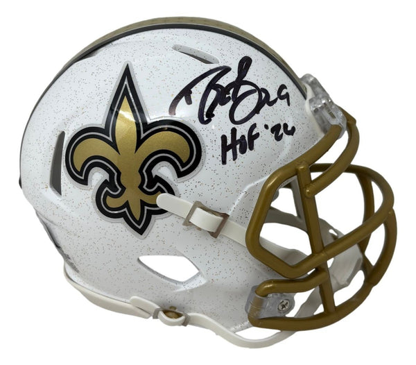 Drew Brees Signed New Orleans Saints Alt White Mini Speed Helmet HOF 26 BAS