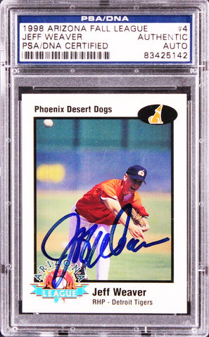 Tigers Jeff Weaver Authentic Signed 1998 Arizona Fall League #4 Card PSA Slabbed