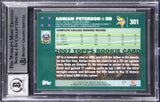 Vikings Adrian Peterson "ADD" Signed 2007 Topps #301 RC Card Auto 10! BAS Slab