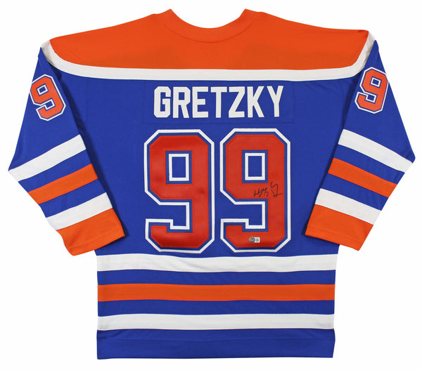 Oilers Wayne Gretzky Signed Blue 1986-87 Vintage Hockey M&N Jersey BAS #AC26680