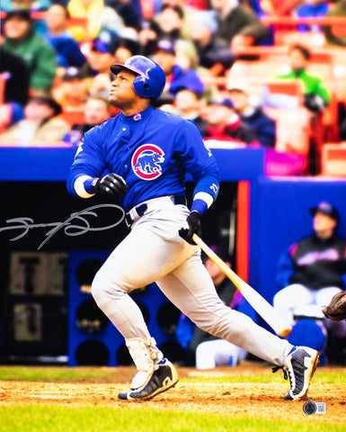 Sammy Sosa Signed 16x20 Chicago Cubs Blue Jersey Photo BAS