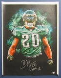 Brian Dawkins HOF Autographed/Inscribed 20x30 Canvas Photo Eagles PSA/DNA