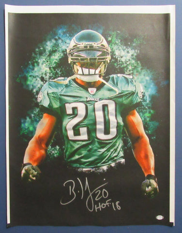 Brian Dawkins HOF Autographed/Inscribed 20x30 Canvas Photo Eagles PSA/DNA