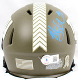 Michael Strahan Signed Giants Salute to Service Speed Mini Helmet-Beckett W Holo