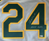 Rickey Henderson Signed A's Gray Majestic 1989 WS L Jersey HOF 2009 MLB Hologram