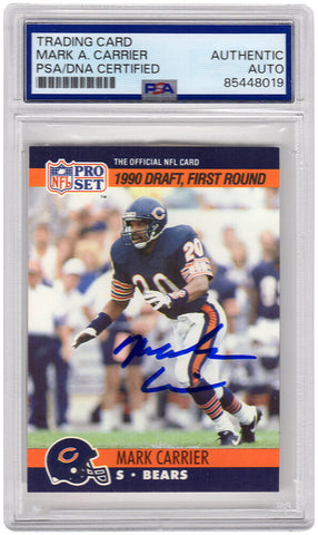Mark Carrier Signed Bears 1990 Pro Set Rookie Football Card #674 - (PSA Slabbed)