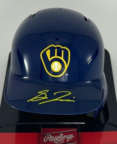 Brewers Outfielder SAL FRELICK Signed Rawlings BLUE Mini Helmet AUTO - BAS