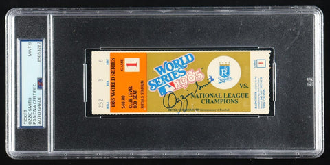 Ozzie Smith Signed 1985 World Series Ticket (PSA Graded 9) St Louis Cardinals SS