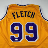 Autographed/Signed Chevy Chase Fletch Los Angeles Yellow Jersey Beckett BAS COA